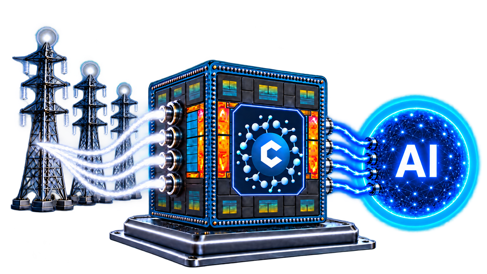 Power grid feeding a Colossus AI factory that delivers AI capability